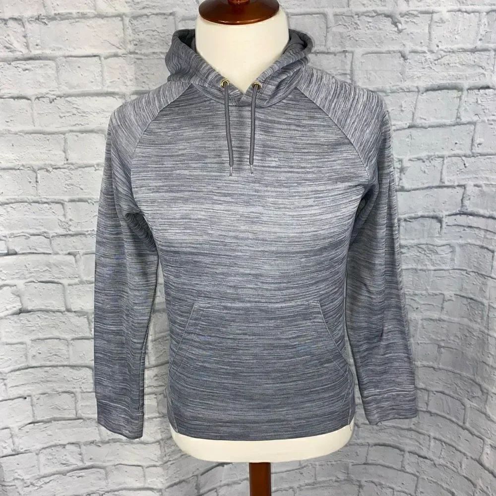 Tek gear pullover Longsleeve hoodie w/front pocket grey/white men sz S